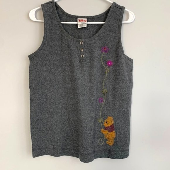 Disney Gray Tank Top with Winnie the Pooh Embroidery - Picture 1 of 5